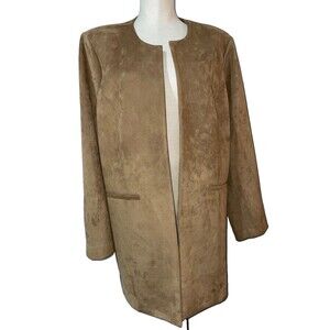 Appleseed’s Women’s Vintage Faux Suede Coat size XL Open Front Minimalist